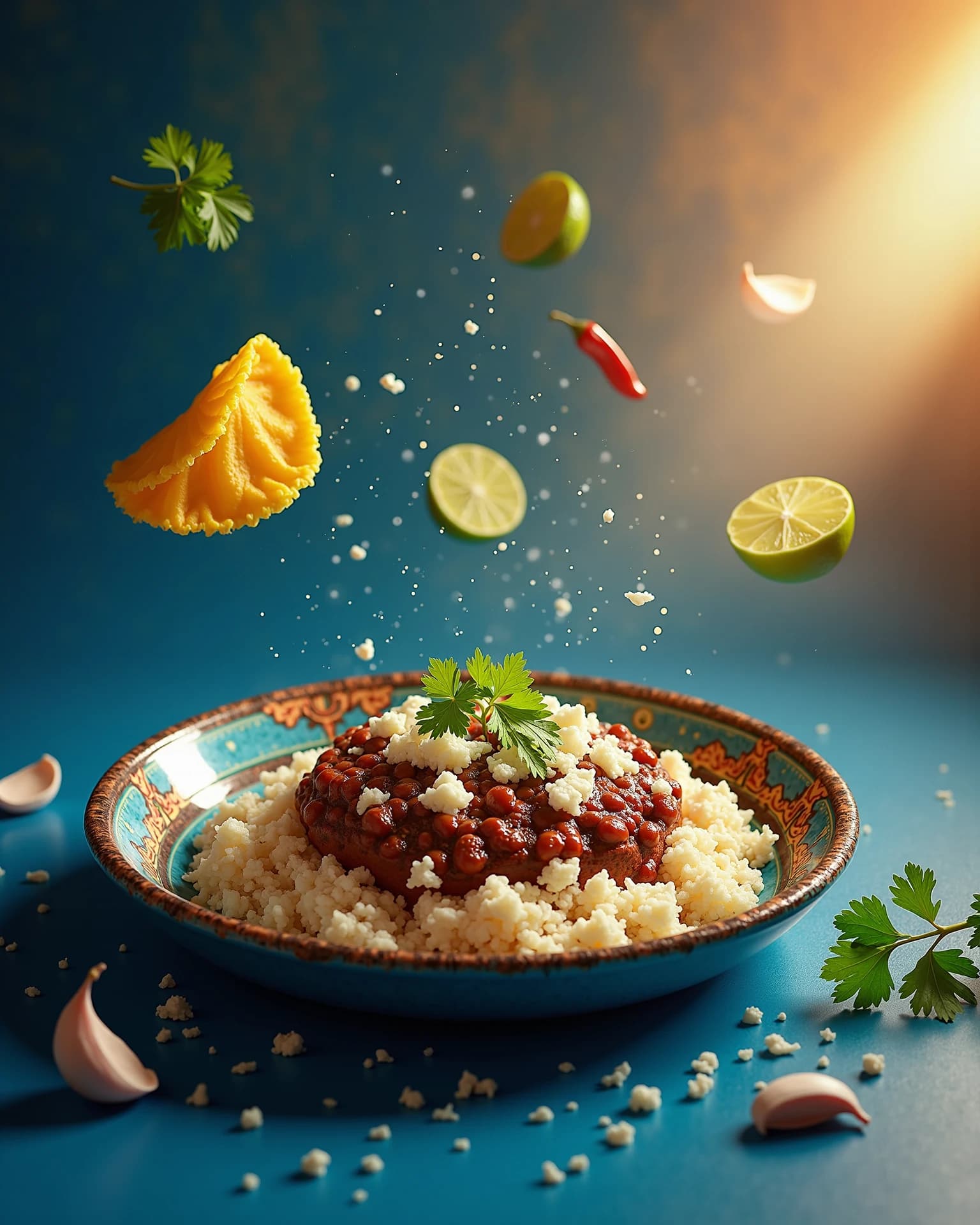 Arroz con frijoles — composición editorial talavera